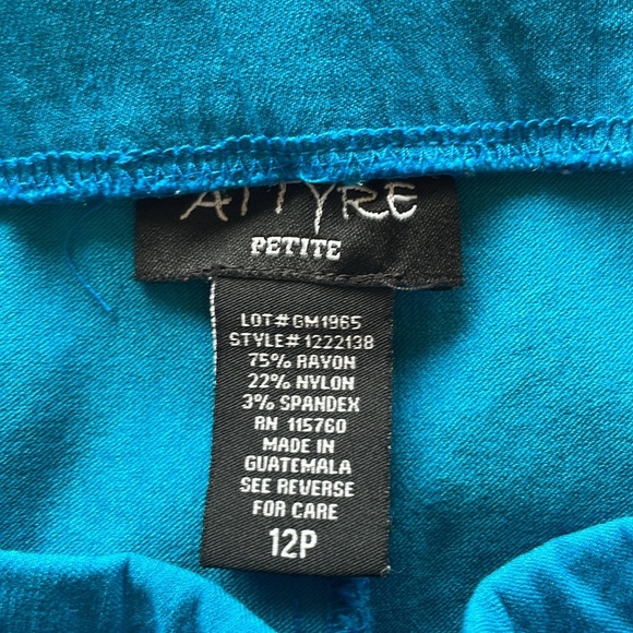 Attyre Bright Blue Pull-on Stretch Pencil Skirt Career Business Professional 12P - Picture 6 of 9